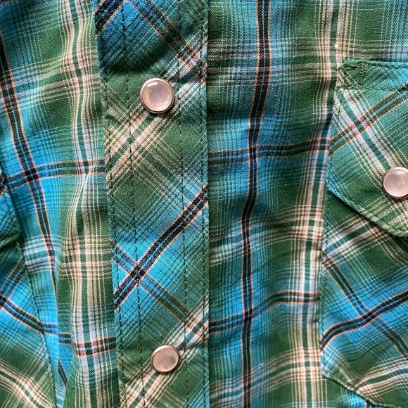 Wrangler Green and Blue Button Down Shirt, Large, Pre-owned - Picture 6 of 6